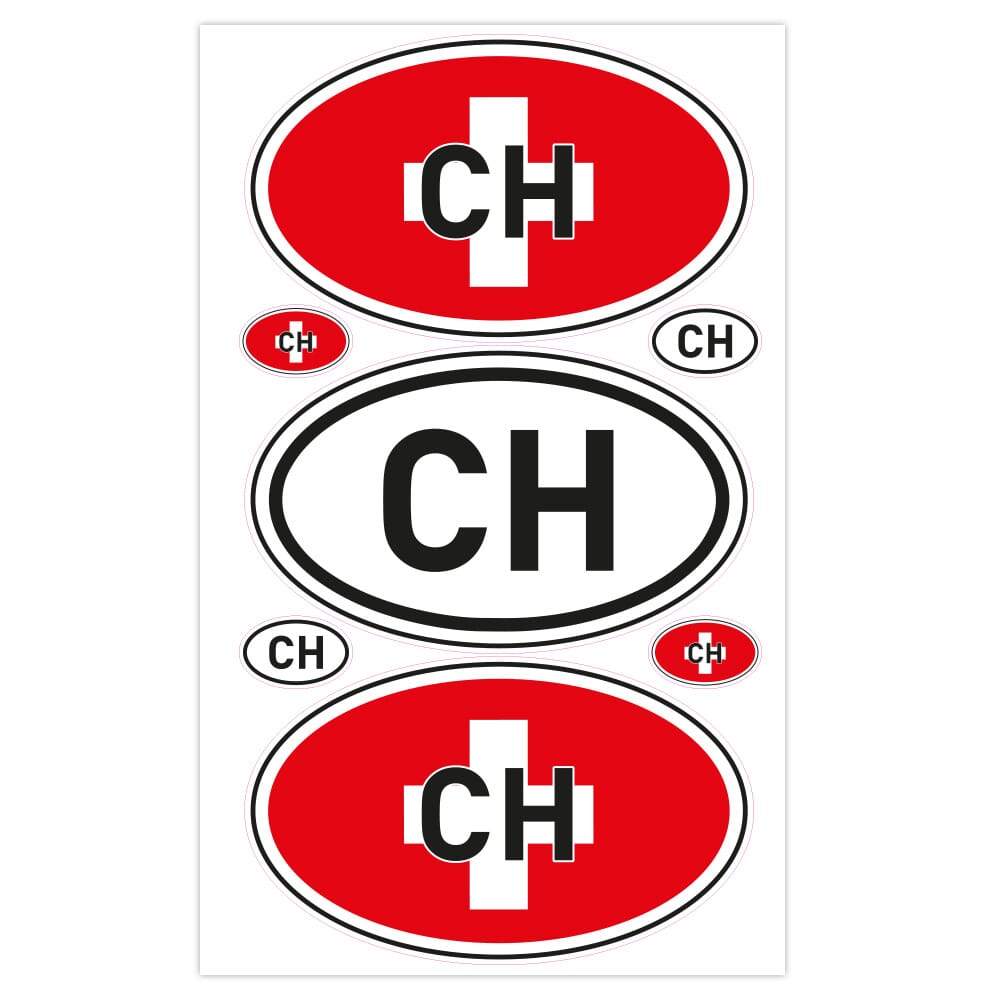 Autoaufkleber Länderkennzeichen - Schweiz (7 Stück - 200x300 mm)